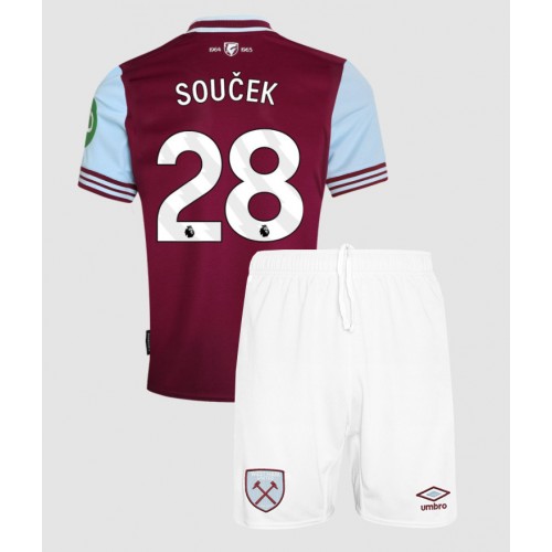 West Ham United Tomas Soucek #28 Domaci Dres za djecu 2024-25 Kratak Rukav (+ Kratke hlače)